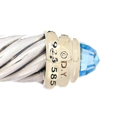 David Yurman Sterling Silver 14K Yellow Gold Blue Topaz 5mm Cable Classics Petite Color Bracelet 3 of 3