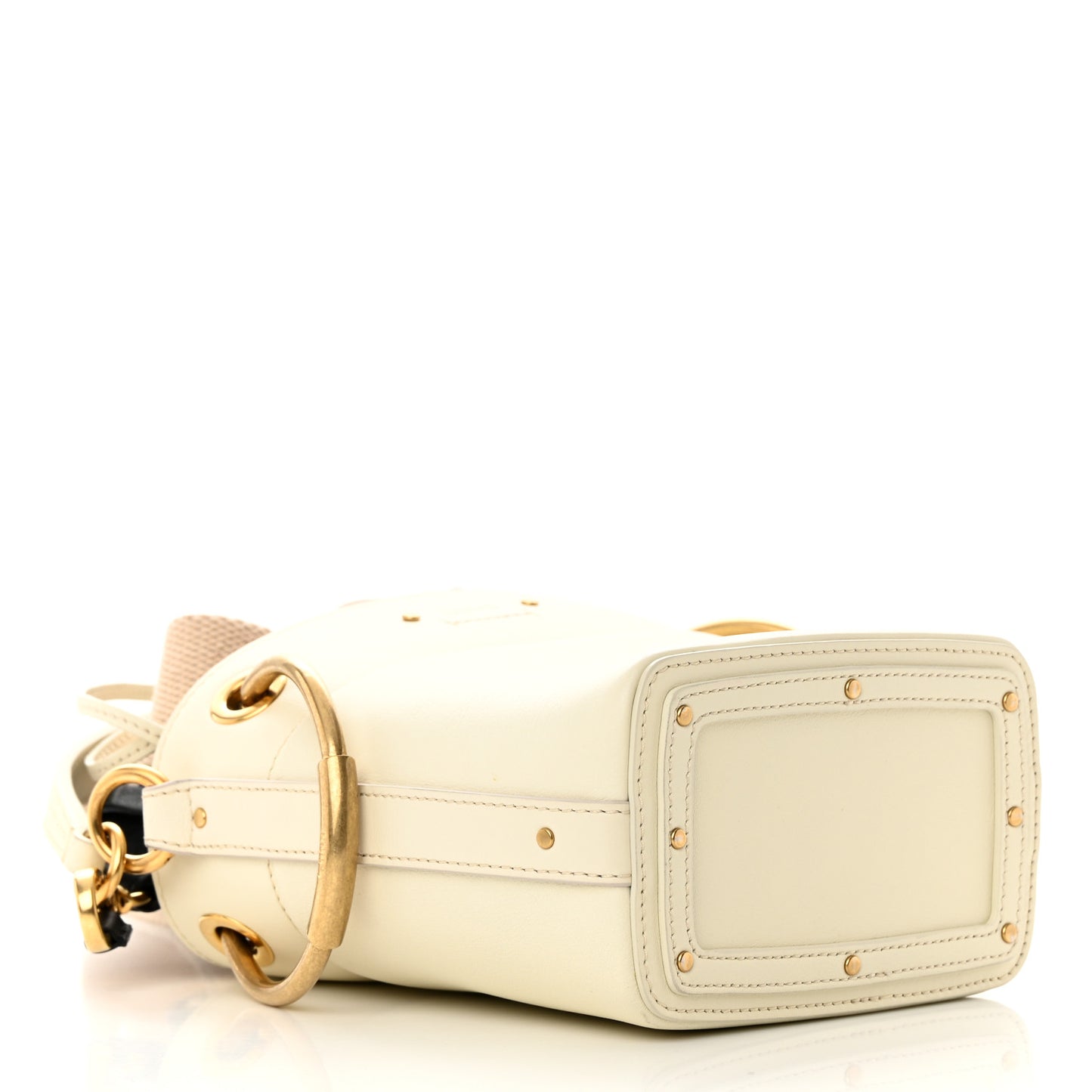Smooth Calfskin Mini Roy Bucket Bag Natural White