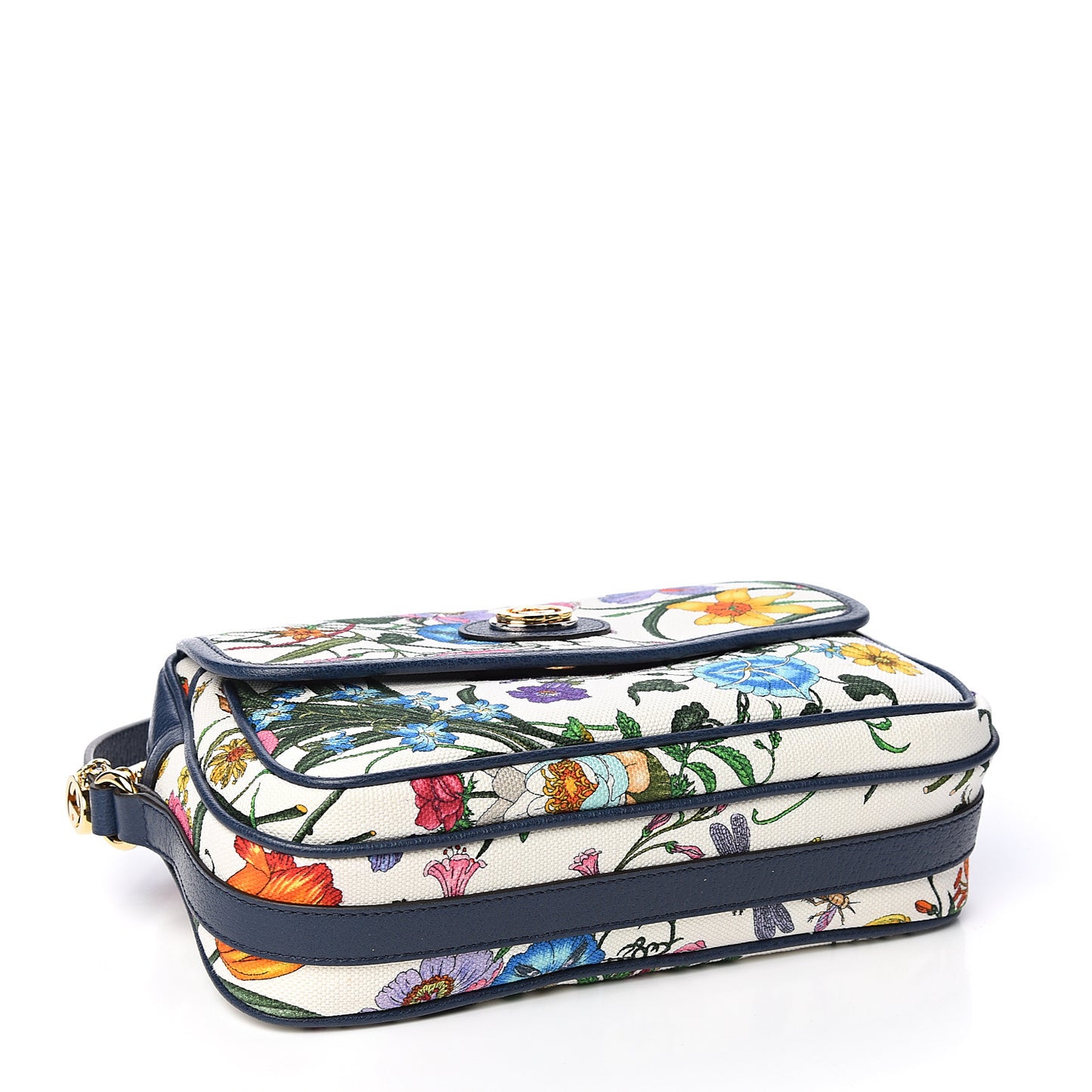 Canvas Flora Floral Shoulder Bag White Blue Agata Mulitcolor