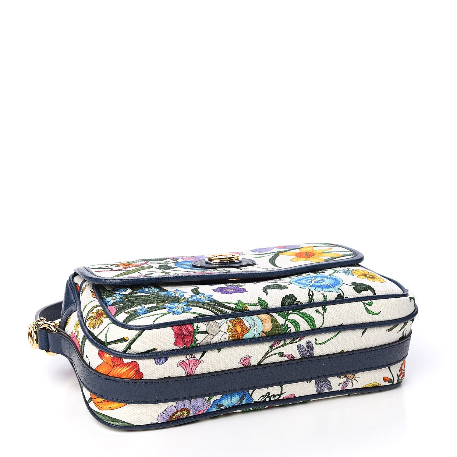 Gucci Canvas Flora Floral Shoulder Bag White Blue Agata Mulitcolor 3 of 9