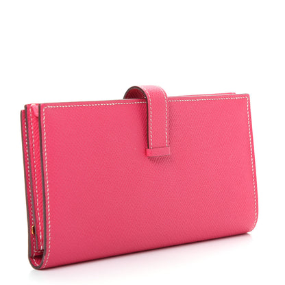 Hermes Epsom Bearn Gusset Wallet Rose Tyrien 3 of 7
