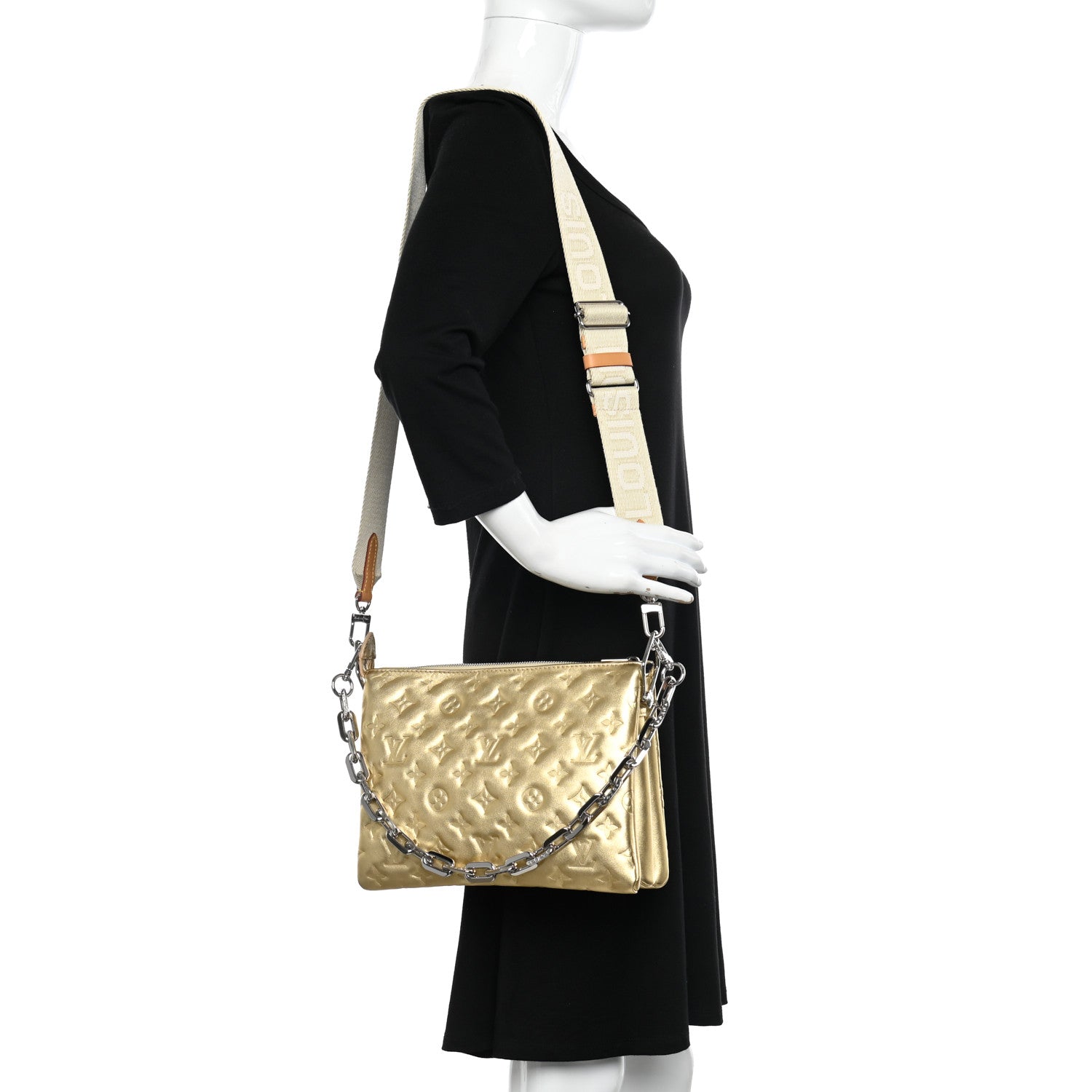 Louis Vuitton Lambskin Embossed Monogram Coussin PM Gold 2 of 11