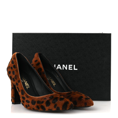 Chanel Pony Hair Lambskin Pumps 37 Brown Black 11 of 11