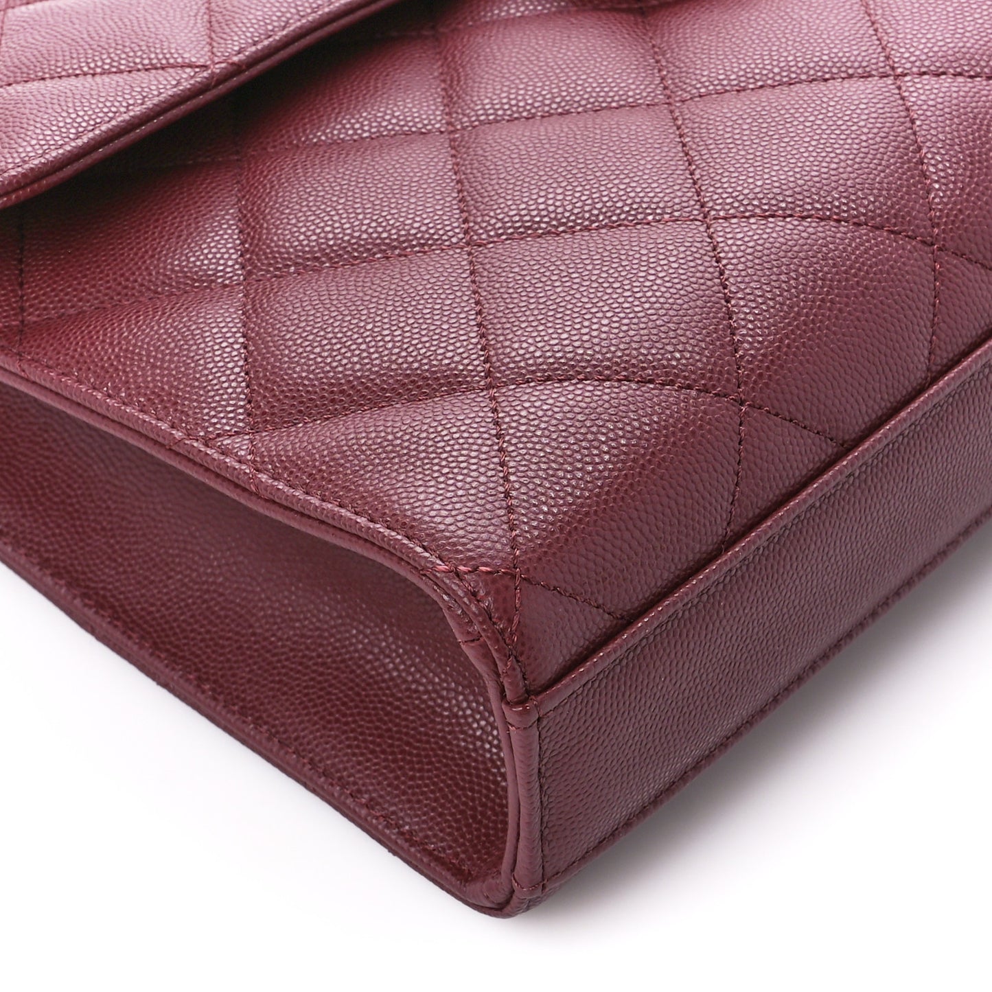 Caviar Quilted Large Top Handle Flap Burgundy