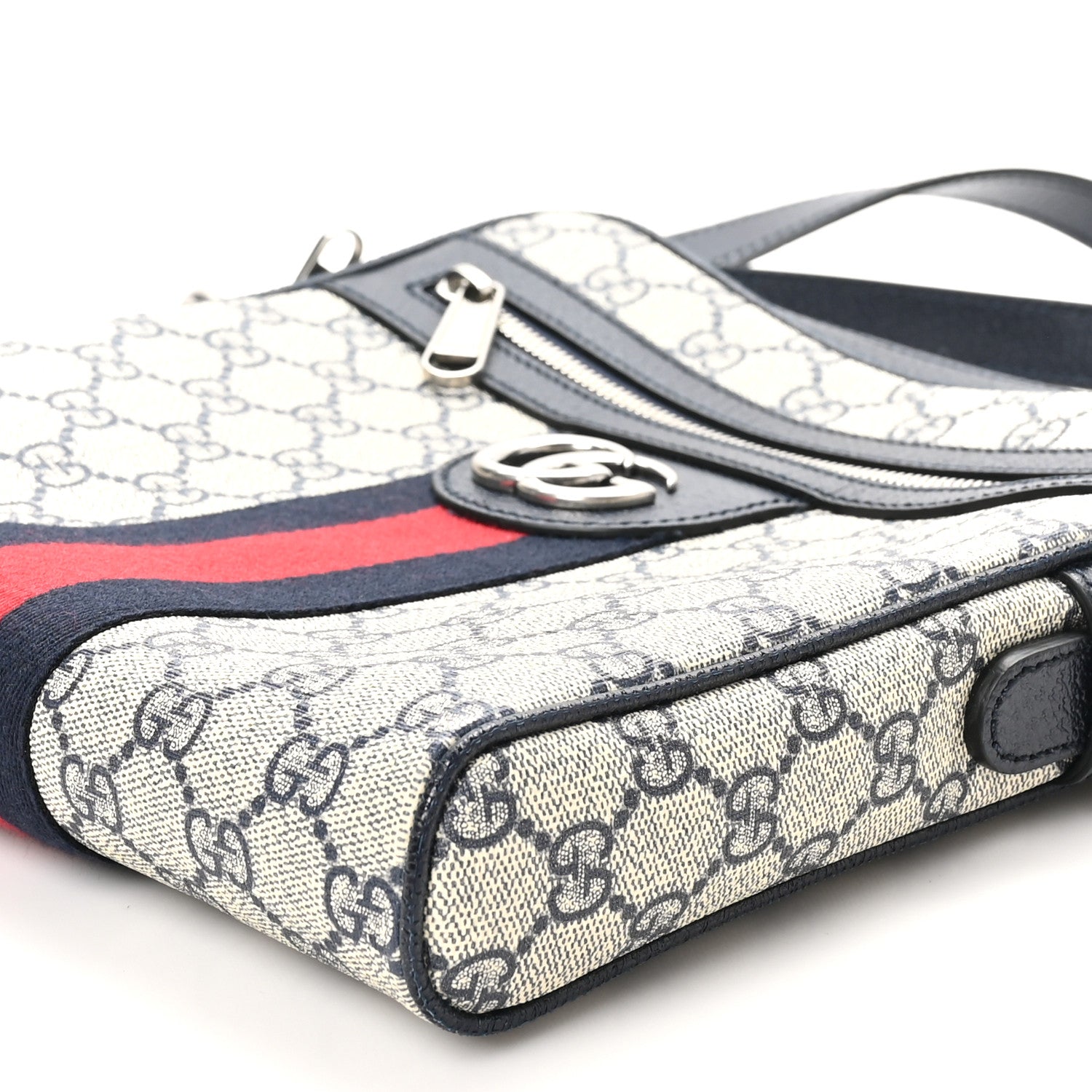 Gucci GG Supreme Monogram Textured Dollar Calfskin Web Small Ophidia Messenger Bag Beige Blue 10 of 10