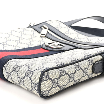Gucci GG Supreme Monogram Textured Dollar Calfskin Web Small Ophidia Messenger Bag Beige Blue 10 of 10
