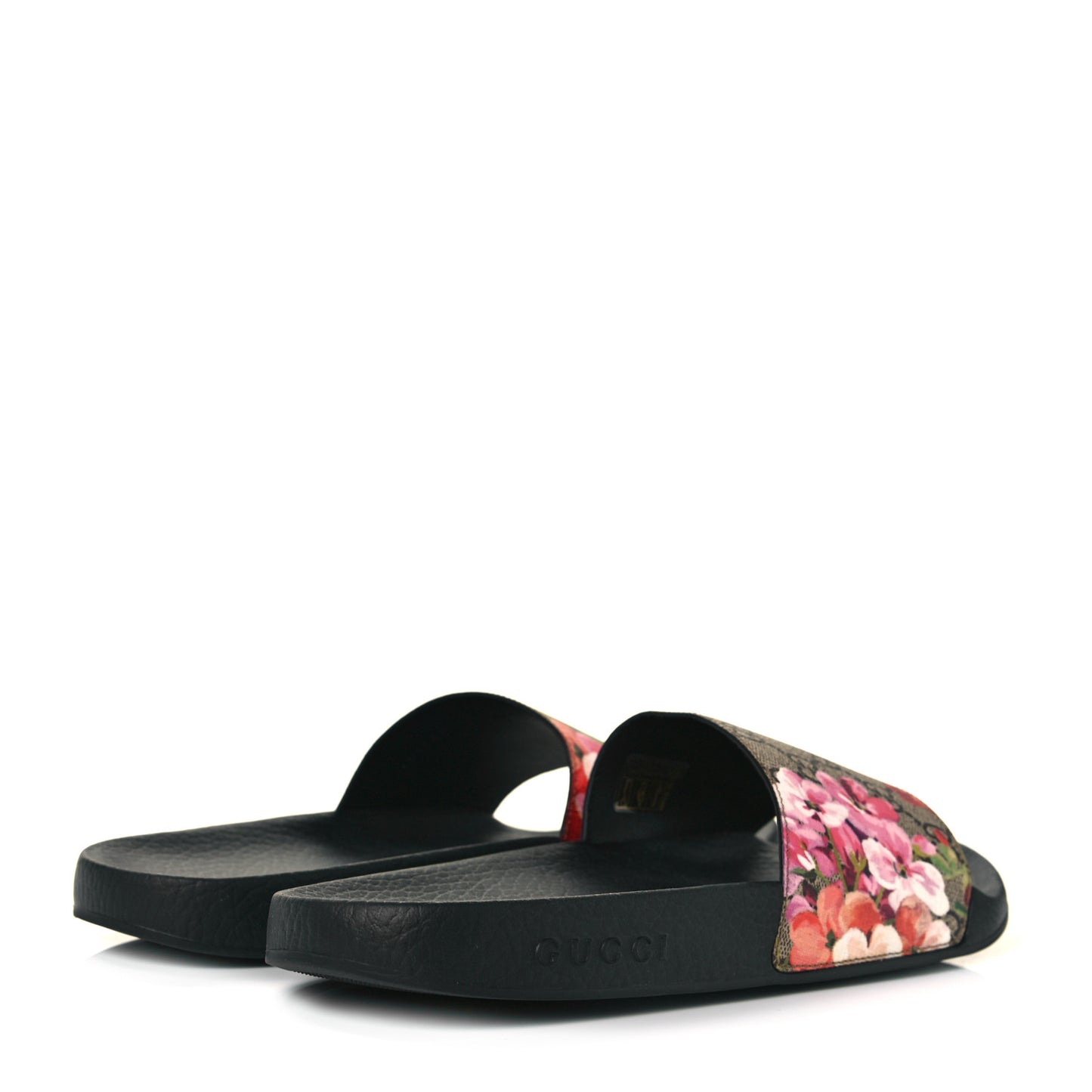 GG Supreme Monogram Blooms Slide Sandals 41 Beige Multicolor