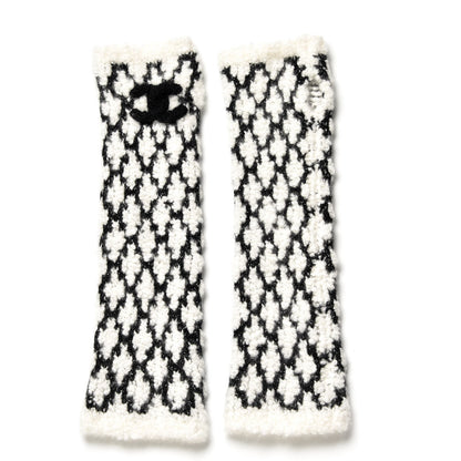 Chanel Cashmere Silk CC Arm Warmers White Black 1 of 4