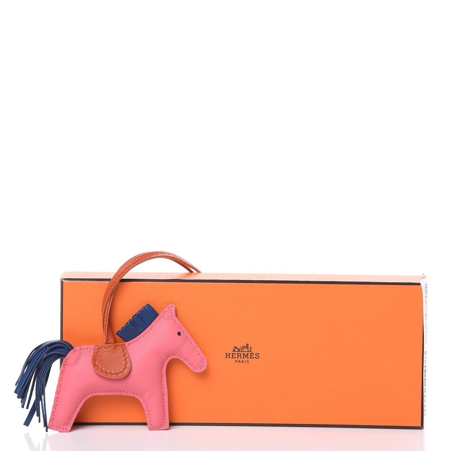 Hermes Milo Lambskin Grigri Rodeo Bag Charm PM Rose Azalee Cornaline Bleu De Malte 4 of 4