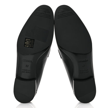 Hermes Goatskin Womens Paris Loafers 37 Black 7 of 12