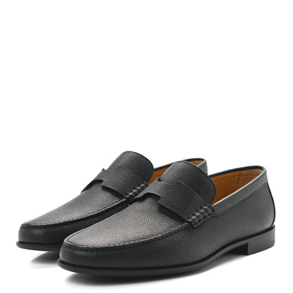 Hermes Grained Calfskin Mens Duke Loafer 43 Black 3 of 9