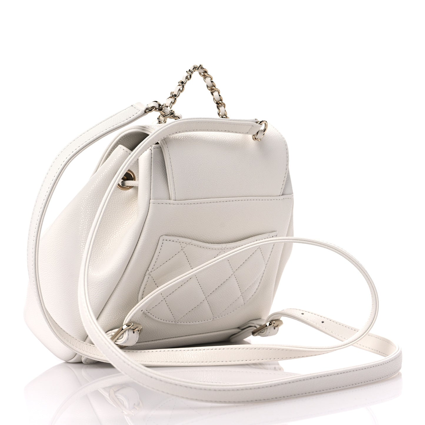 Caviar Quilted Mini Business Affinity Backpack White