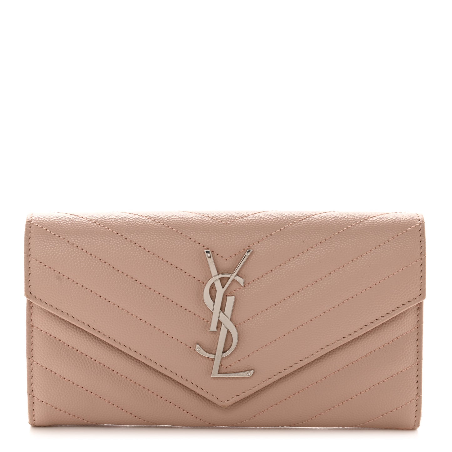 Grain De Poudre Matelasse Chevron Monogram Flap Wallet Pale Pink