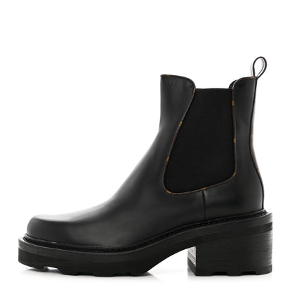 Louis Vuitton Calfskin Monogram Beaubourg Ankle Boots 39.5 Black 1 of 10