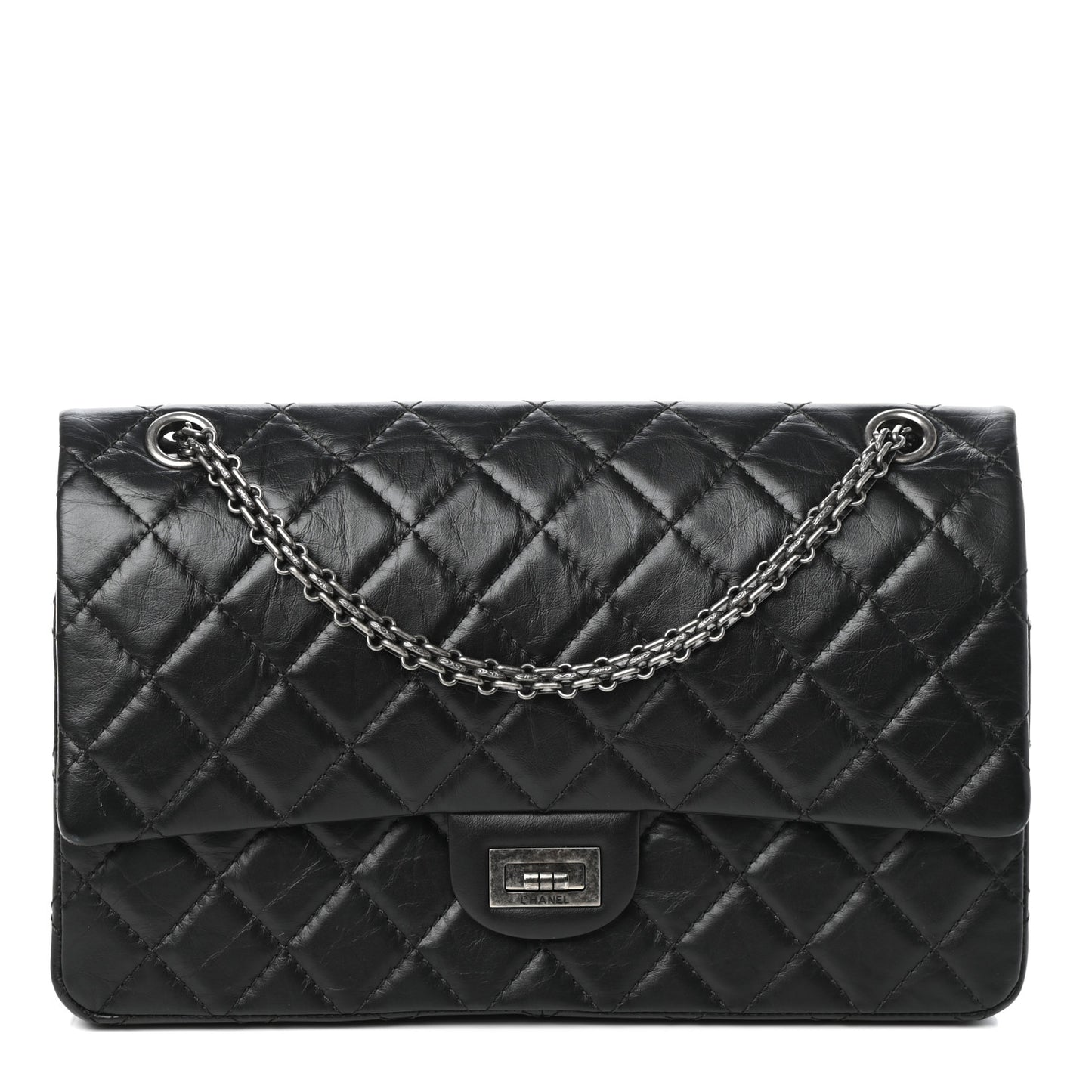 Aged Calfskin Quilted 2.55 Reissue 226 Flap Black
