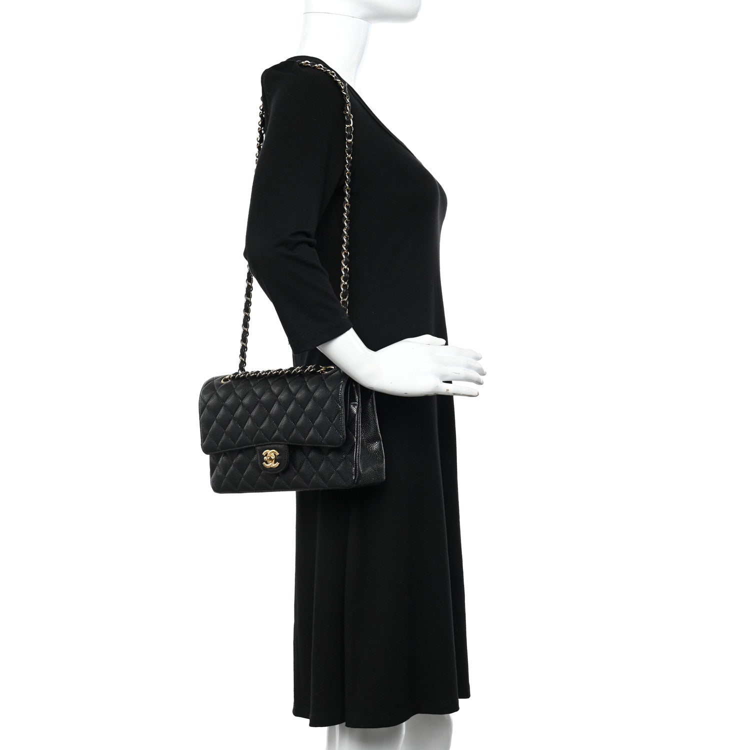 Chanel Caviar Quilted Medium Double Flap Black 2 of 10