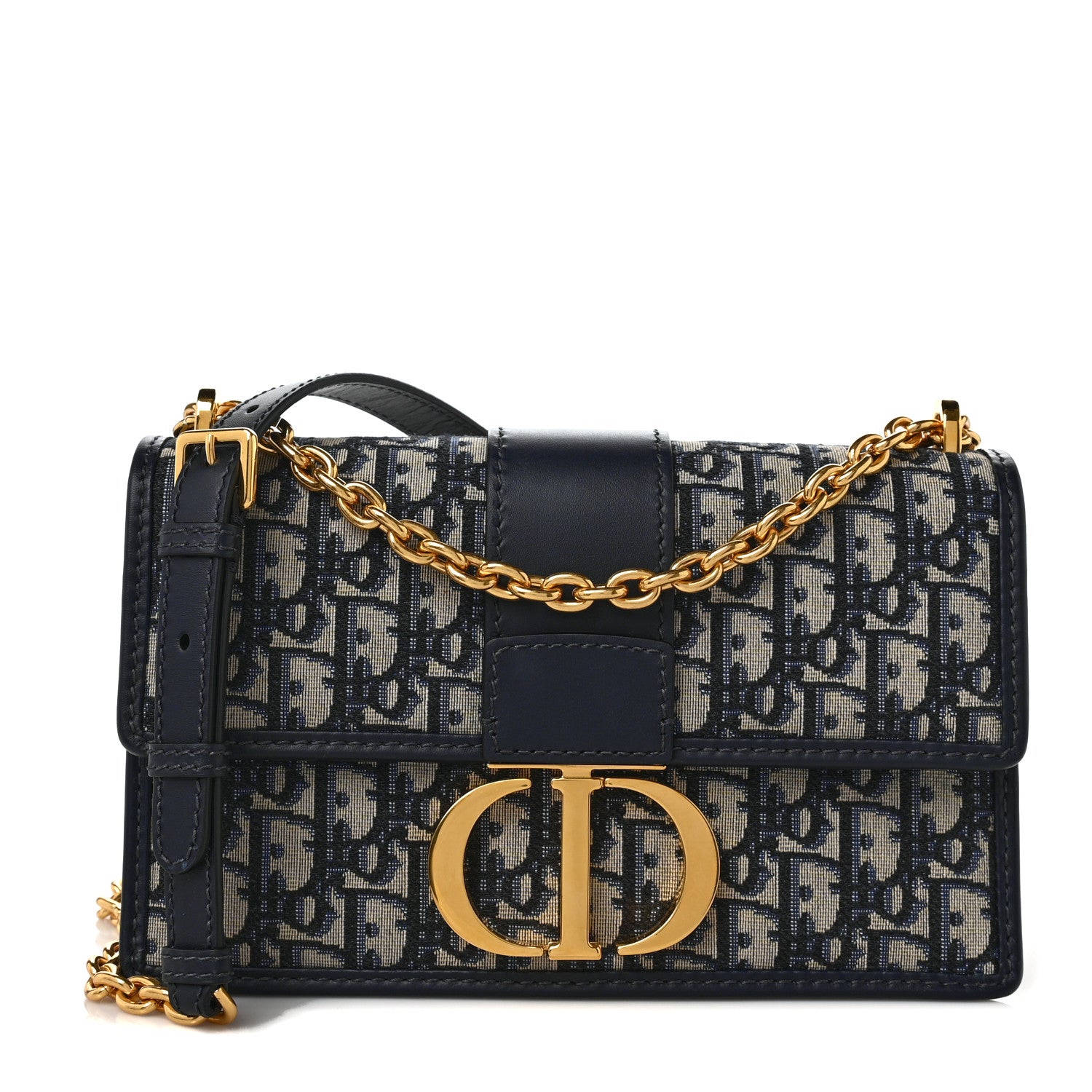 Christian Dior Oblique 30 Montaigne Chain Flap Bag Blue 1 of 10