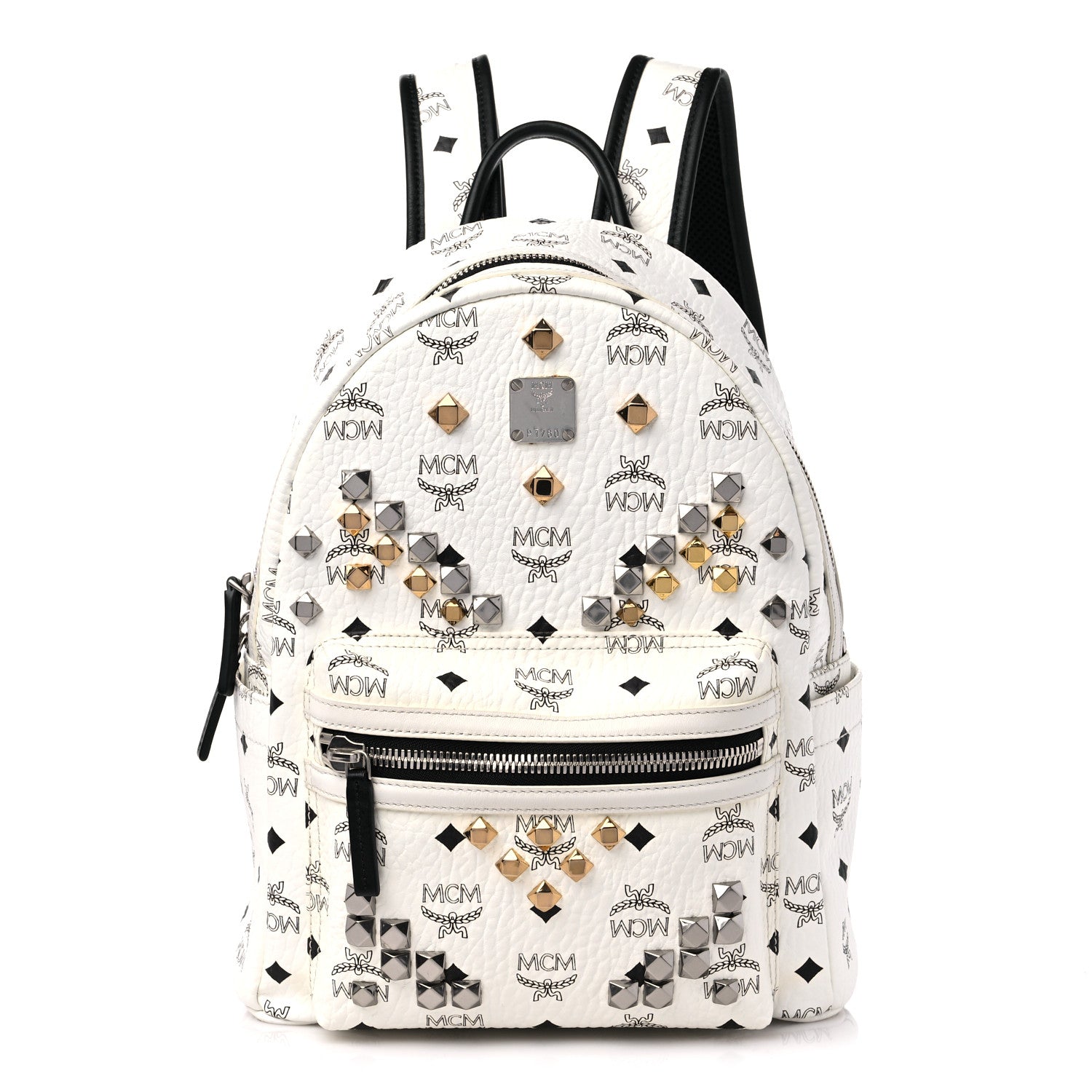 MCM Visetos Studded Small Stark M Backpack White 1 of 9