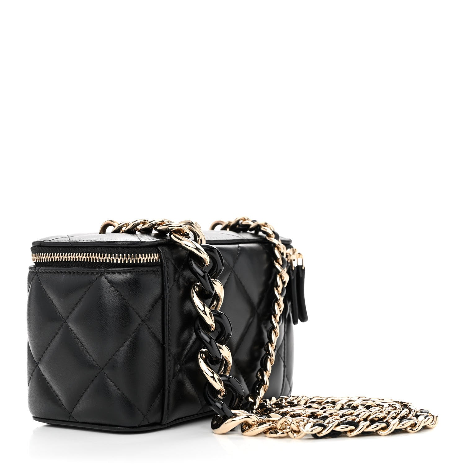 Chanel Lambskin Resin Elegant Chain Small Vanity Case Black 3 of 11