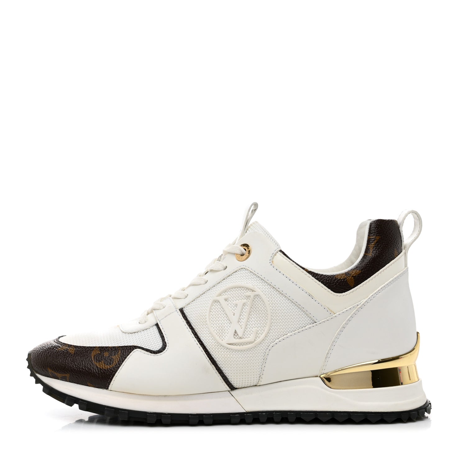 Calfskin Monogram Run Away Sneakers 37.5 White