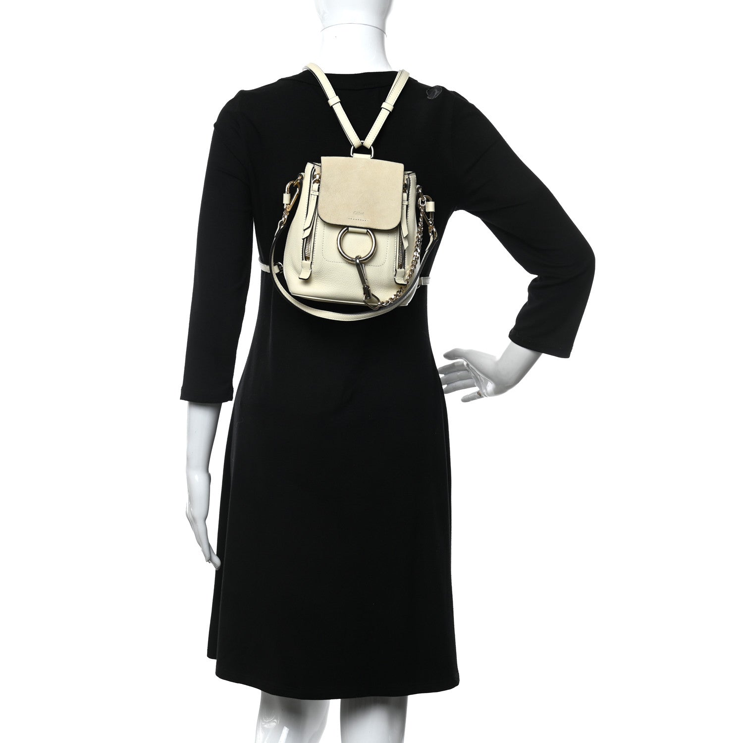 Chloe Suede Calfskin Mini Faye Backpack Off White 2 of 10