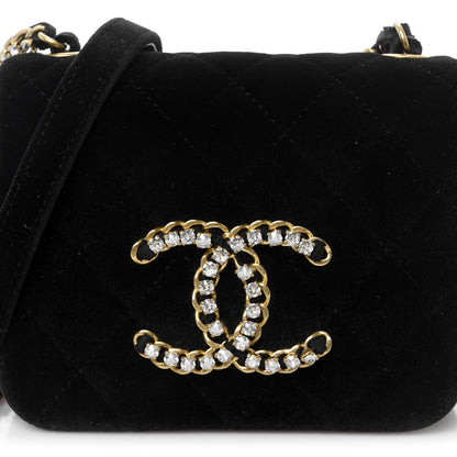 Chanel Velvet Quilted Crystal CC Mini Flap Black 8 of 10