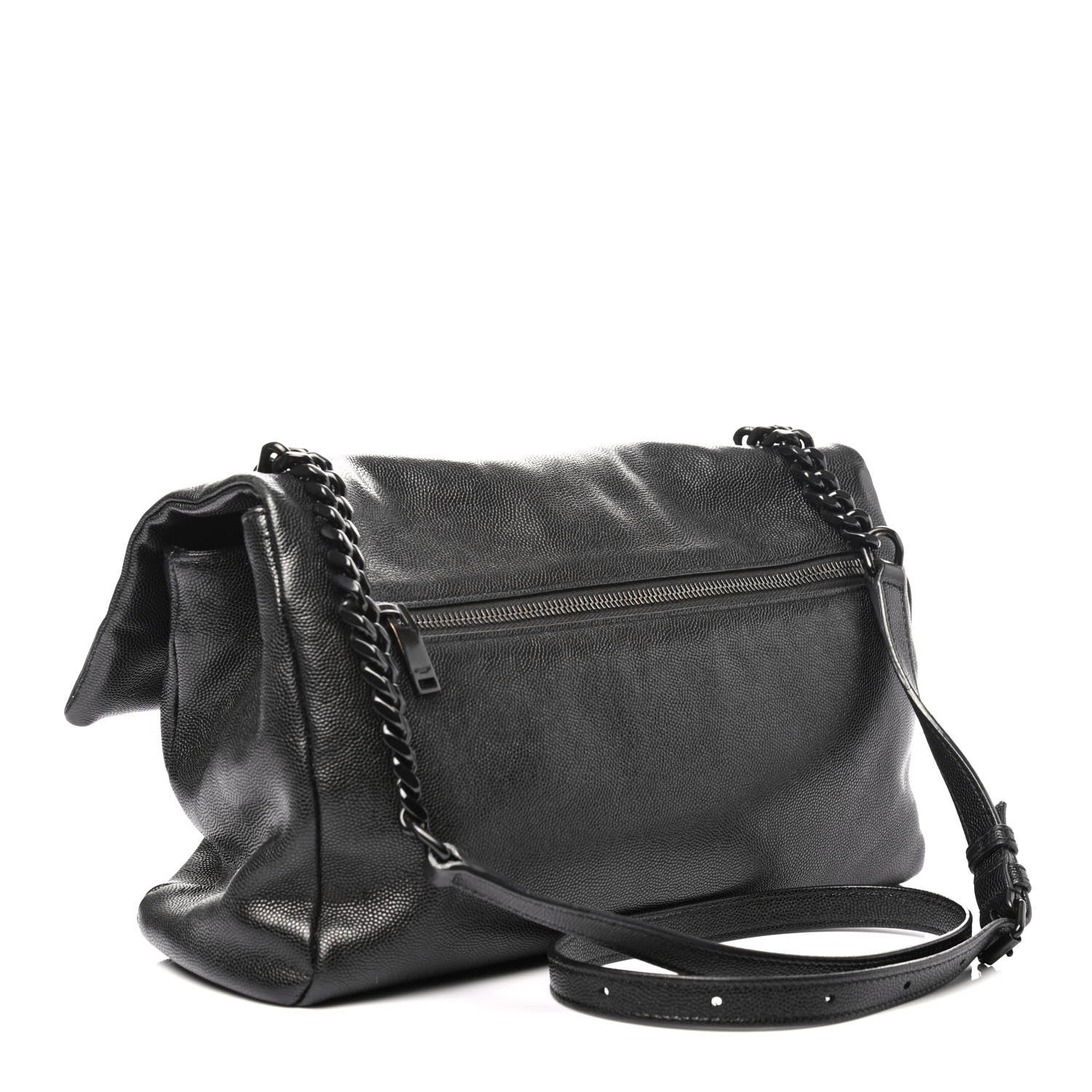Saint Laurent Grain De Poudre Medium West Hollywood Monogram Fold-Over Black 2 of 4