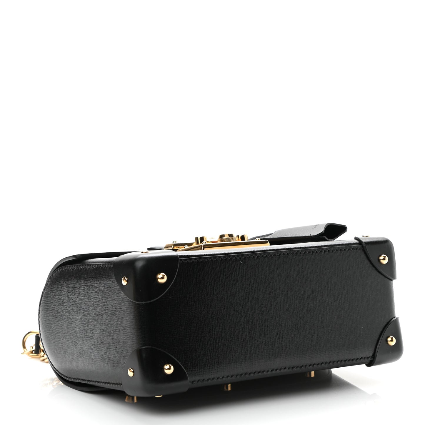 Calfskin Small Padlock Bamboo Shoulder Bag Black