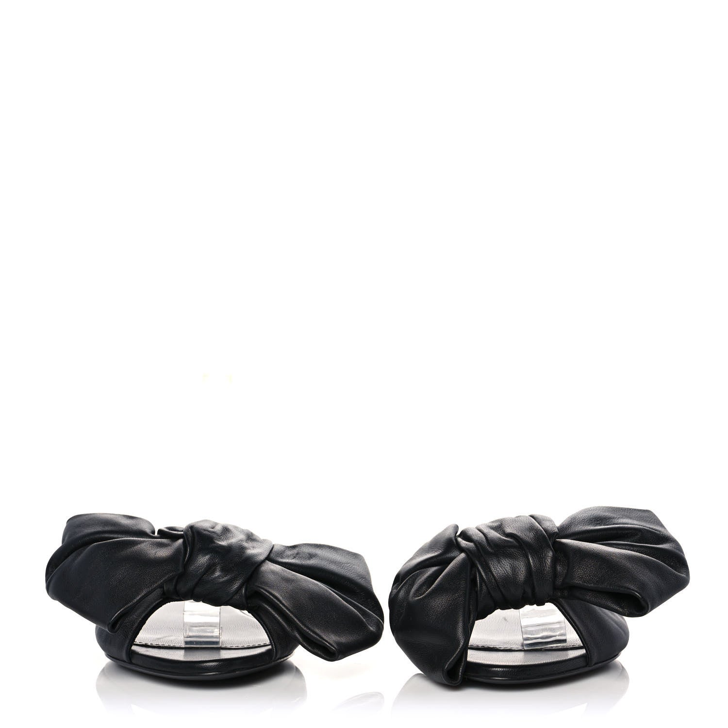 Balenciaga Calfskin Square Bow Slide Sandals 38 Black 2 of 10