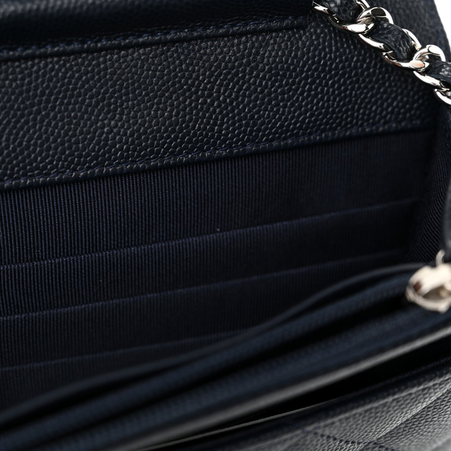 Caviar Quilted Wallet on Chain WOC Navy Blue