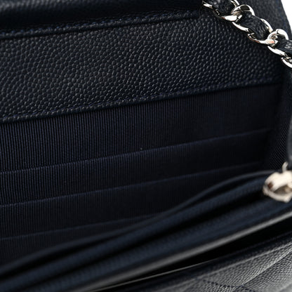 Chanel Caviar Quilted Wallet on Chain WOC Navy Blue 13 of 14