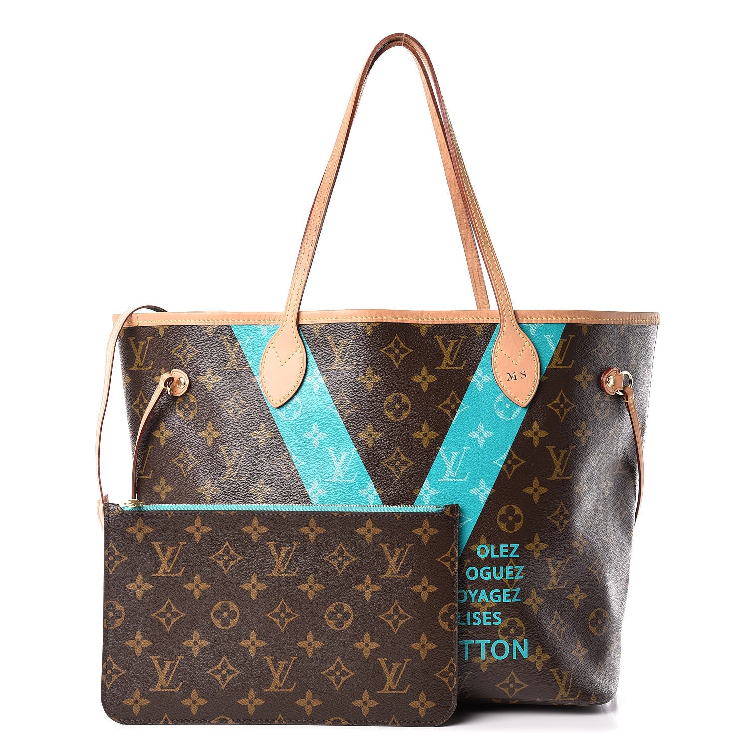Louis Vuitton Monogram V Neverfull MM Turquoise 1 of 14