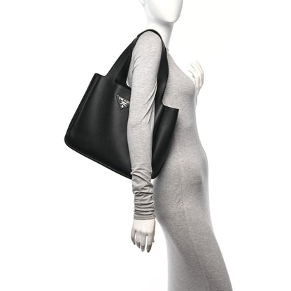 Prada Vitello Daino Soft Medium Dynamique Tote Black 2 of 9