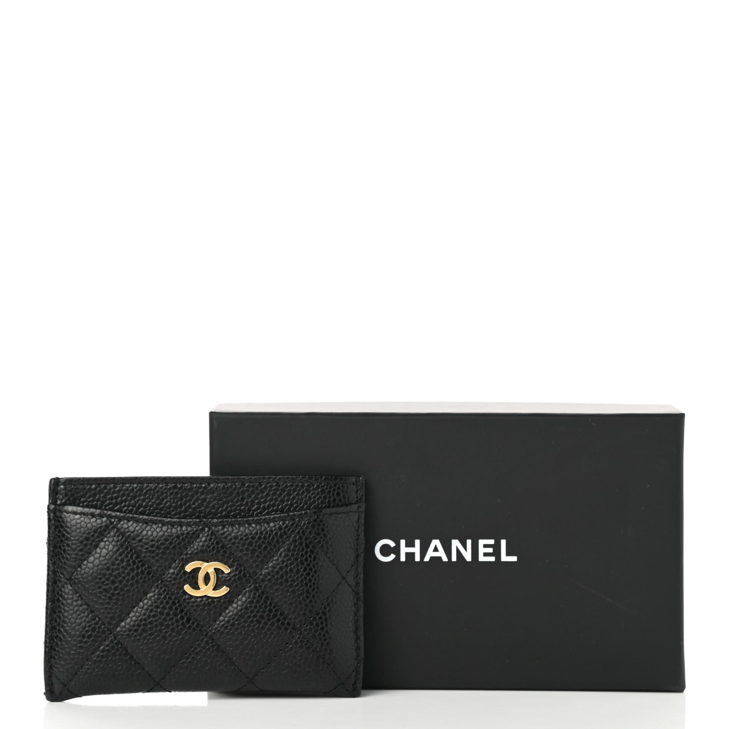 Caviar Quilted Card Holder Black