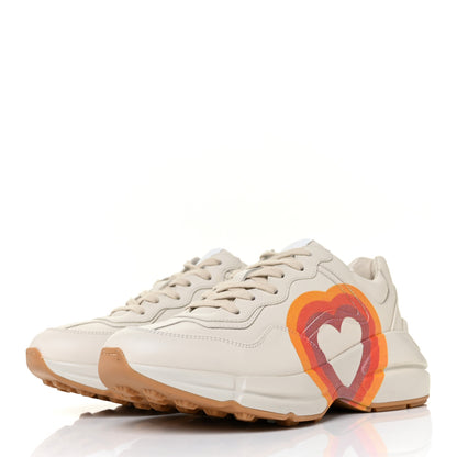 Gucci Calfskin Interlocking G Heart Rhyton Sneakers 35 Mystic White 3 of 7