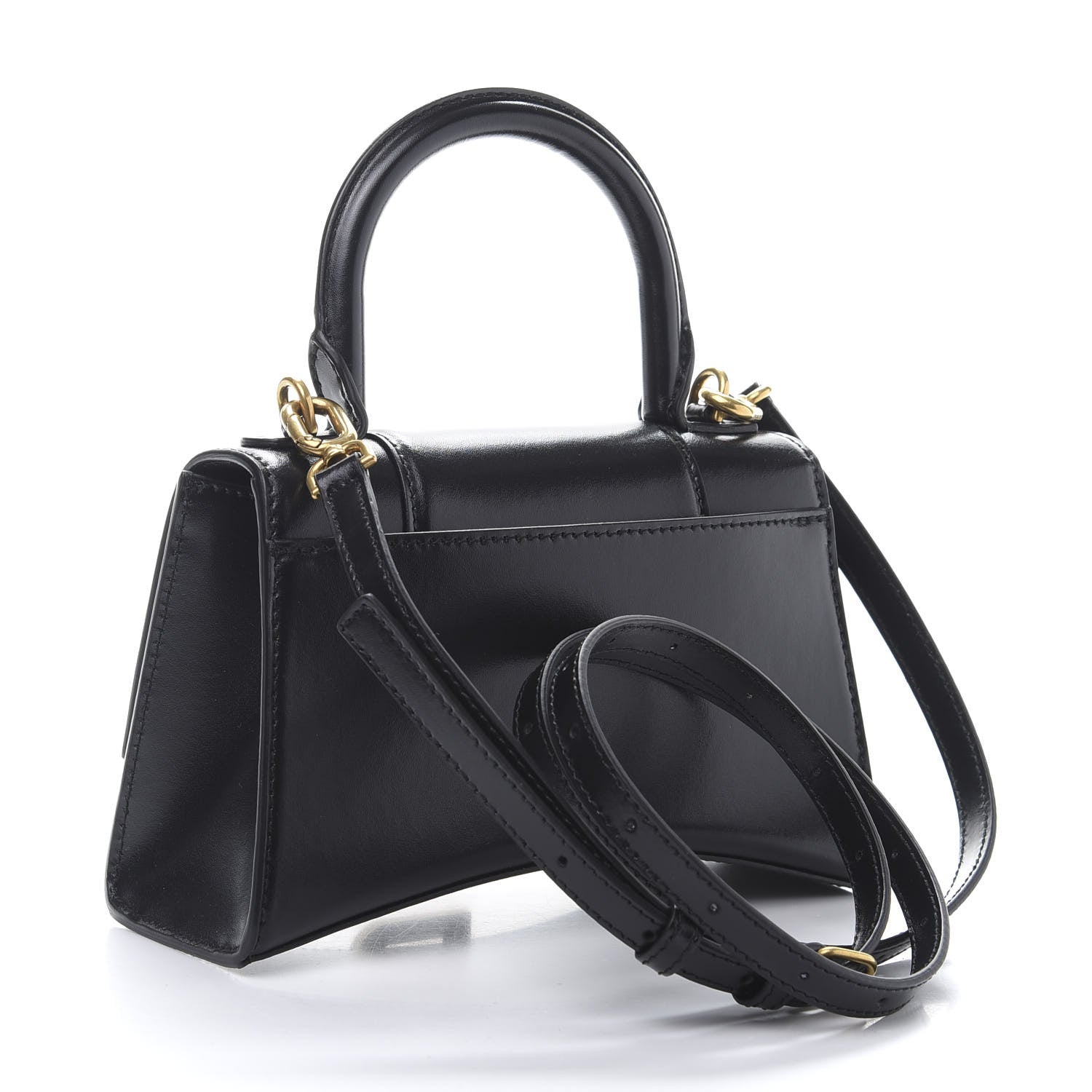 Balenciaga Shiny Box Calfskin Hourglass Top Handle Bag XS Black 4 of 10