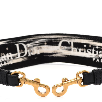 Christian Dior Canvas Embroidered Studded Checkered Embroidered Shoulder Strap White Black 3 of 4