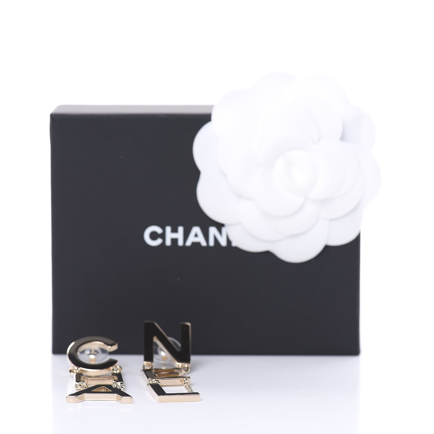 Chanel Metal Cha-Nel Logo Drop Earrings Gold 5 of 5