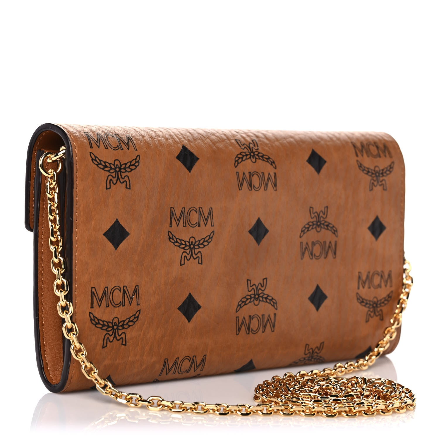 MCM Visetos Large Patricia Chain Wallet Cognac 2 of 8