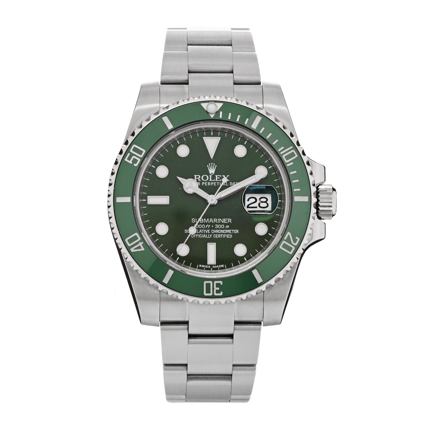 Stainless Steel 40mm Oyster Perpetual Submariner Date Hulk Watch Green 116610LV
