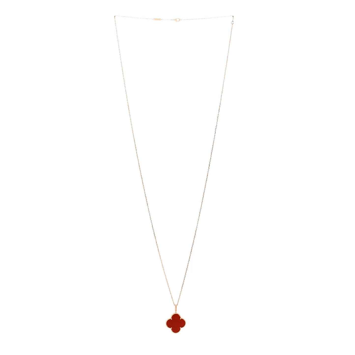 18K Yellow Gold Carnelian Magic Alhambra Long Necklace