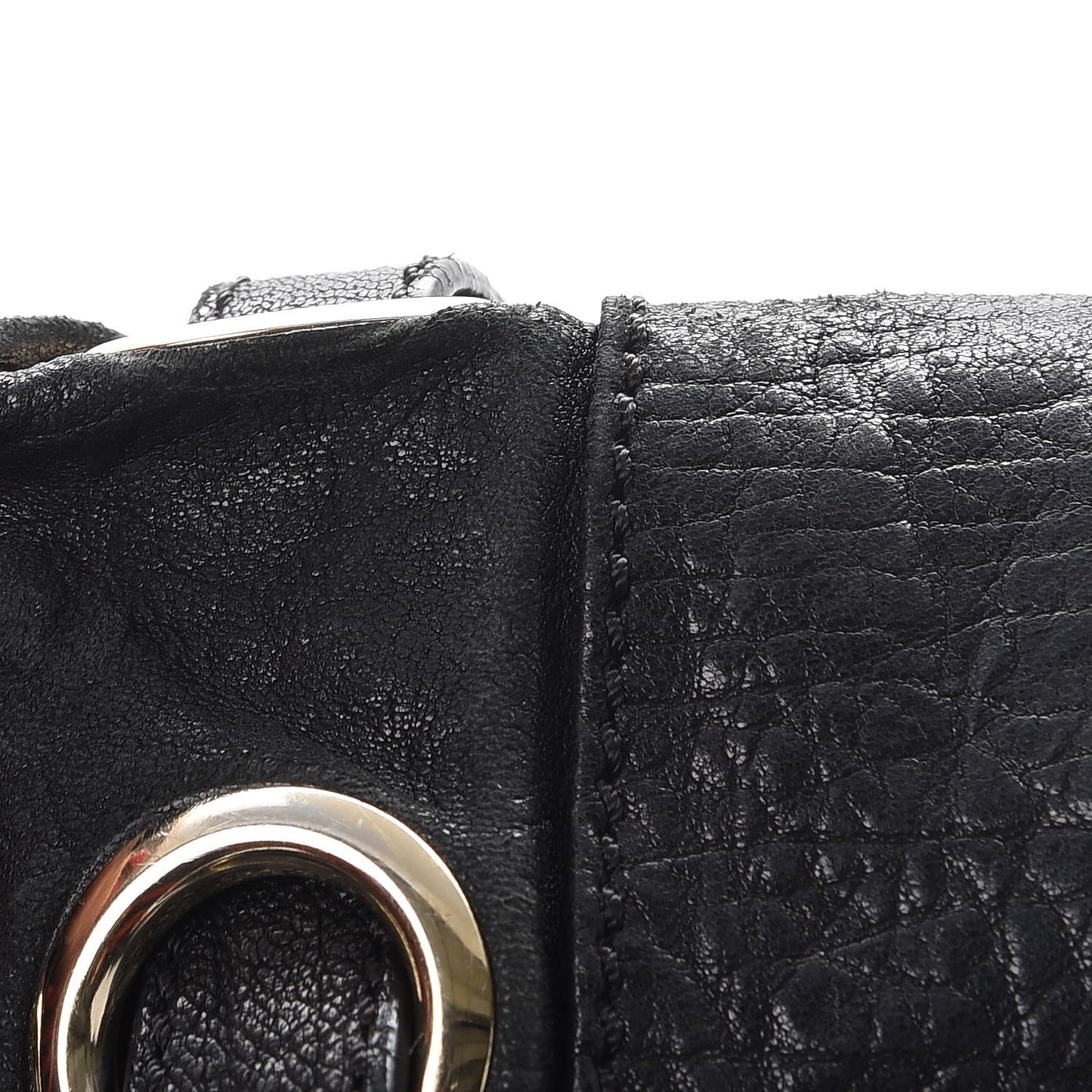 Grainy Calfskin Rio Oversized Clutch Bag Black
