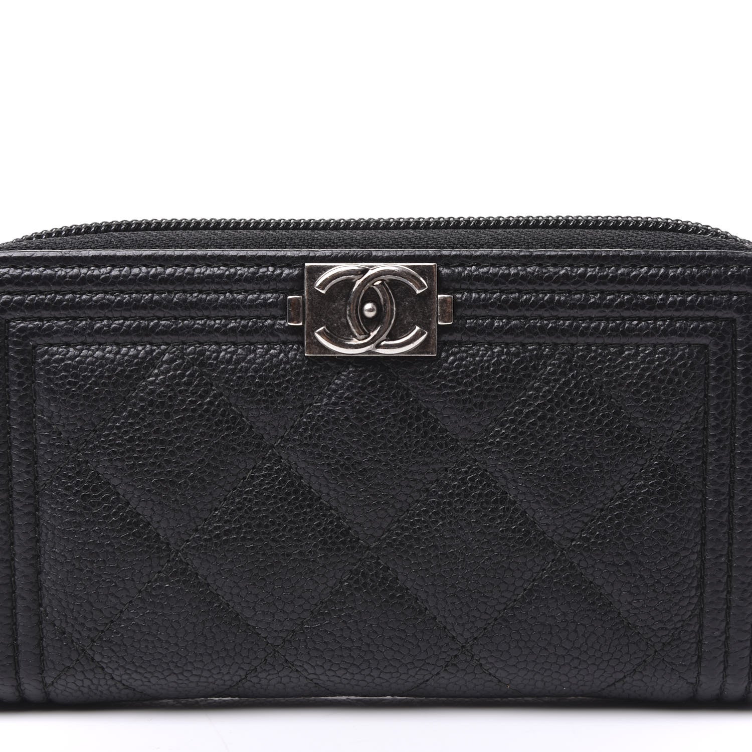 Chanel Caviar Quilted Small Boy Zip Around Wallet Black 10 of 11