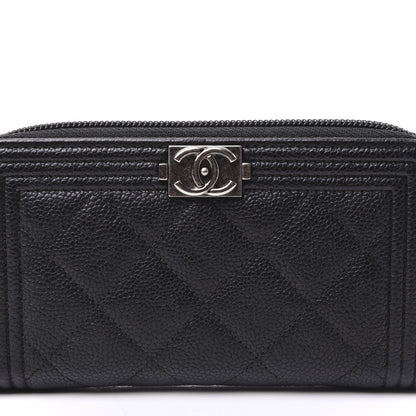 Chanel Caviar Quilted Small Boy Zip Around Wallet Black 10 of 11