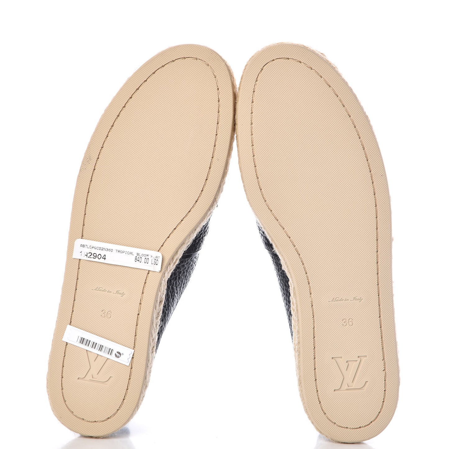 Calfskin Tropical Bloom Espadrille Flats 36 Black