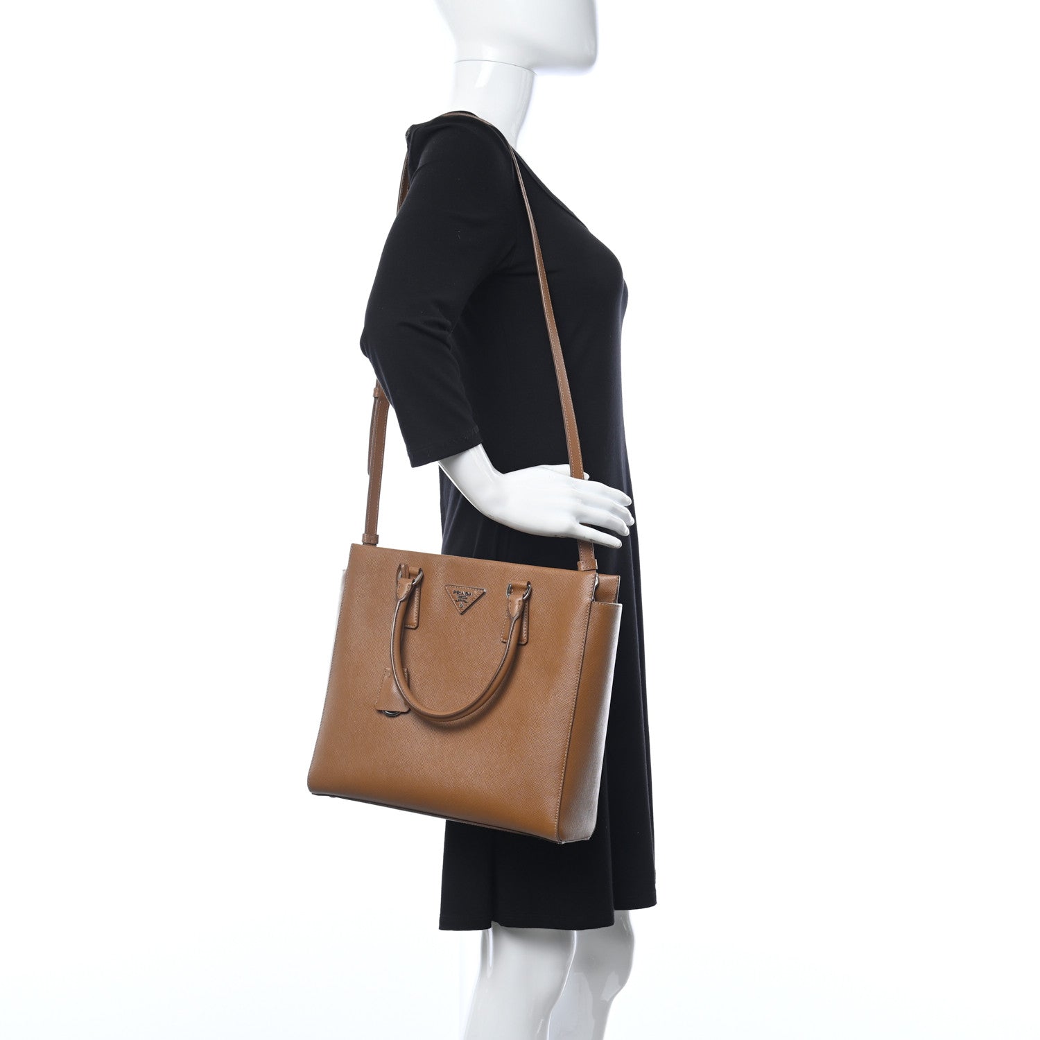 Prada Saffiano Lux Double Handle Shopping Tote Caramel 2 of 11