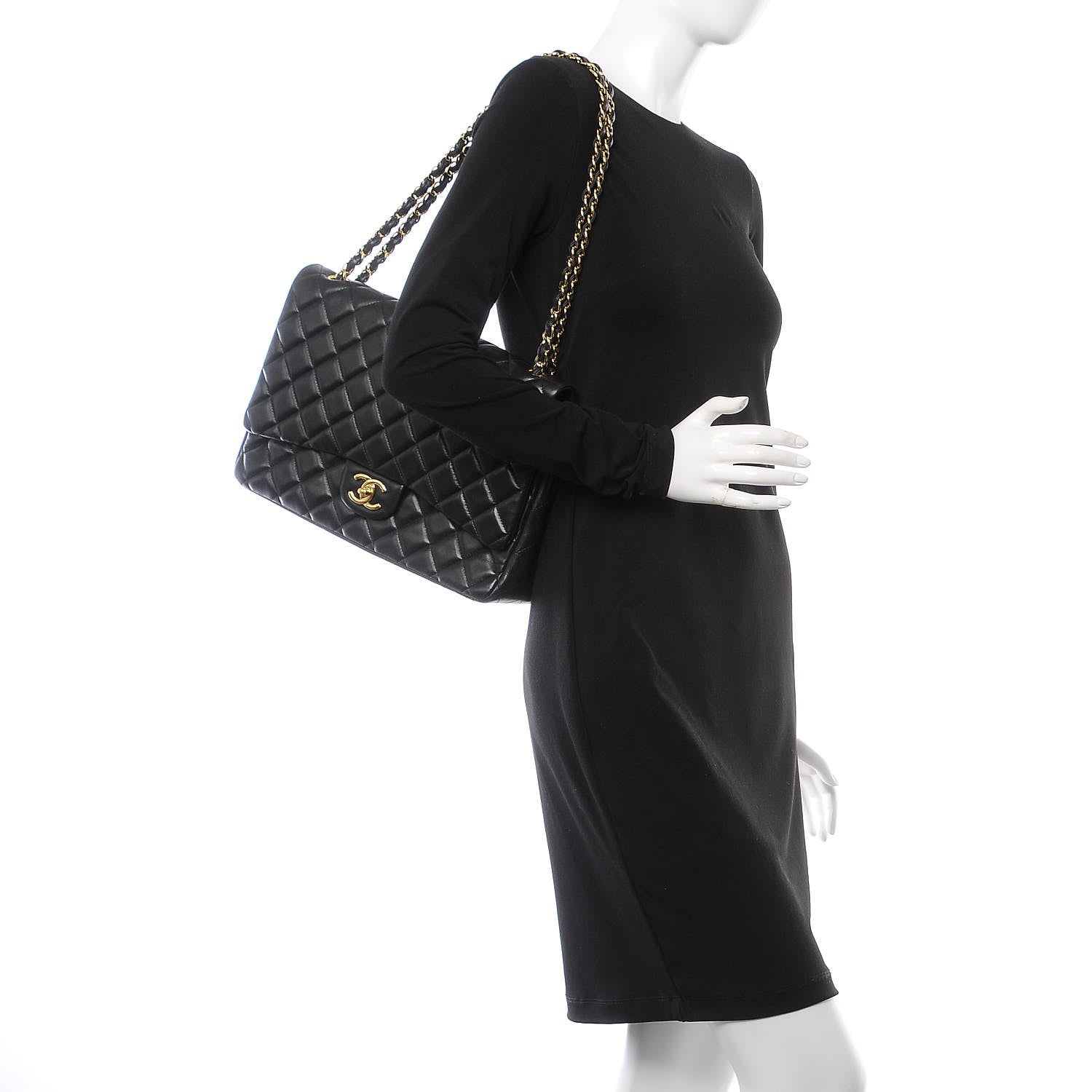 Chanel Lambskin Quilted Maxi Double Flap Black 3 of 8