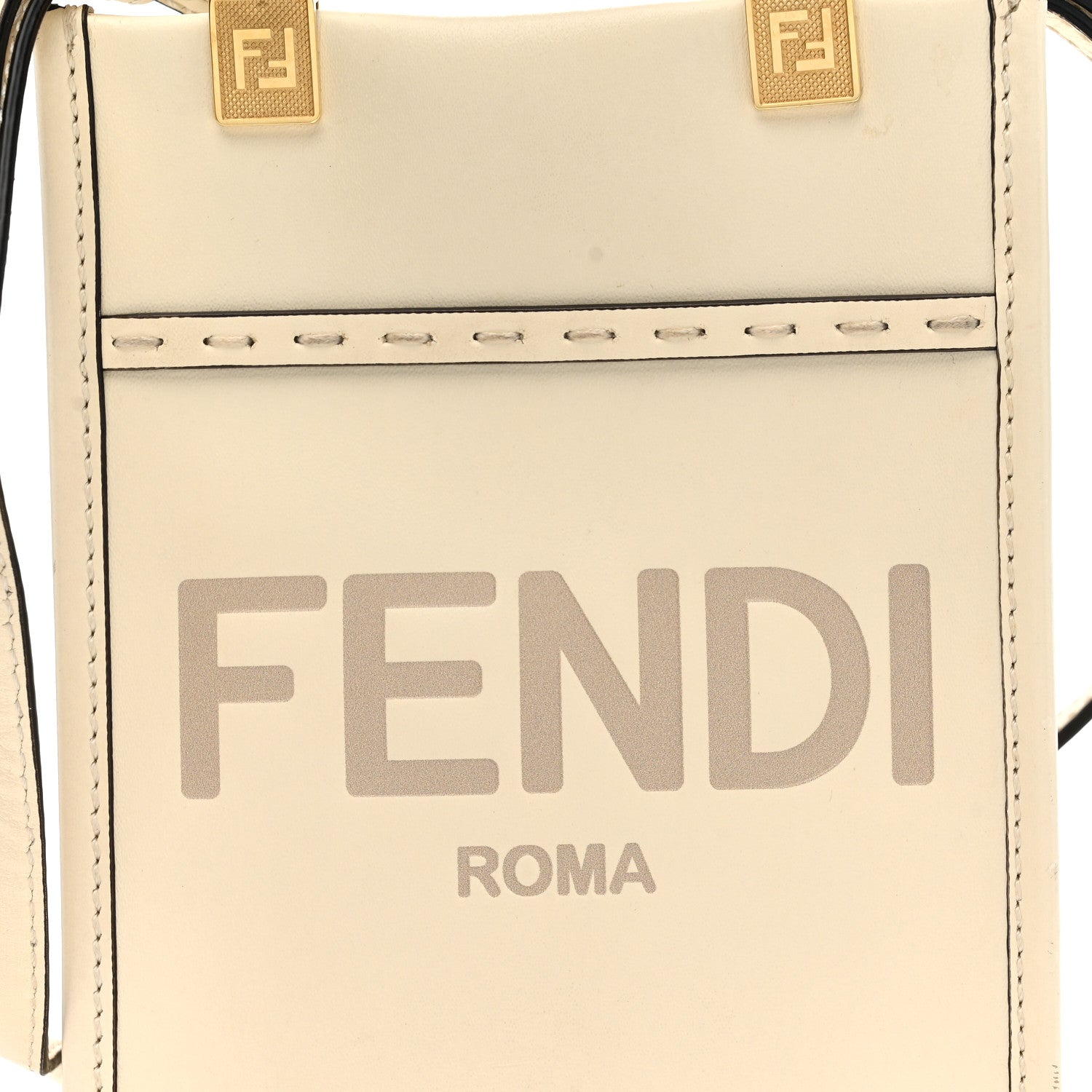 Fendi Vitello King Plexiglass Logo Embossed Mini Fendi Sunshine Shopper Tote White Ice 8 of 13