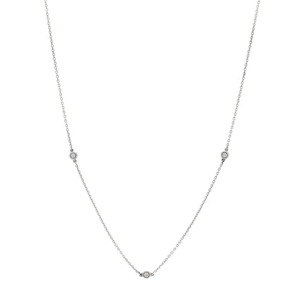 Tiffany Sterling Silver Diamond .09ctw Elsa Peretti Diamonds by the Yard Three Station Necklace 1 of 6