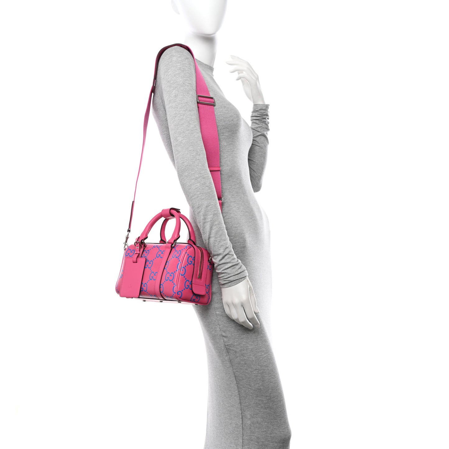 Calfskin GG Tennis Bi-Color Embossed Mini Duffle Bag Modern Fucsia Modern Blue